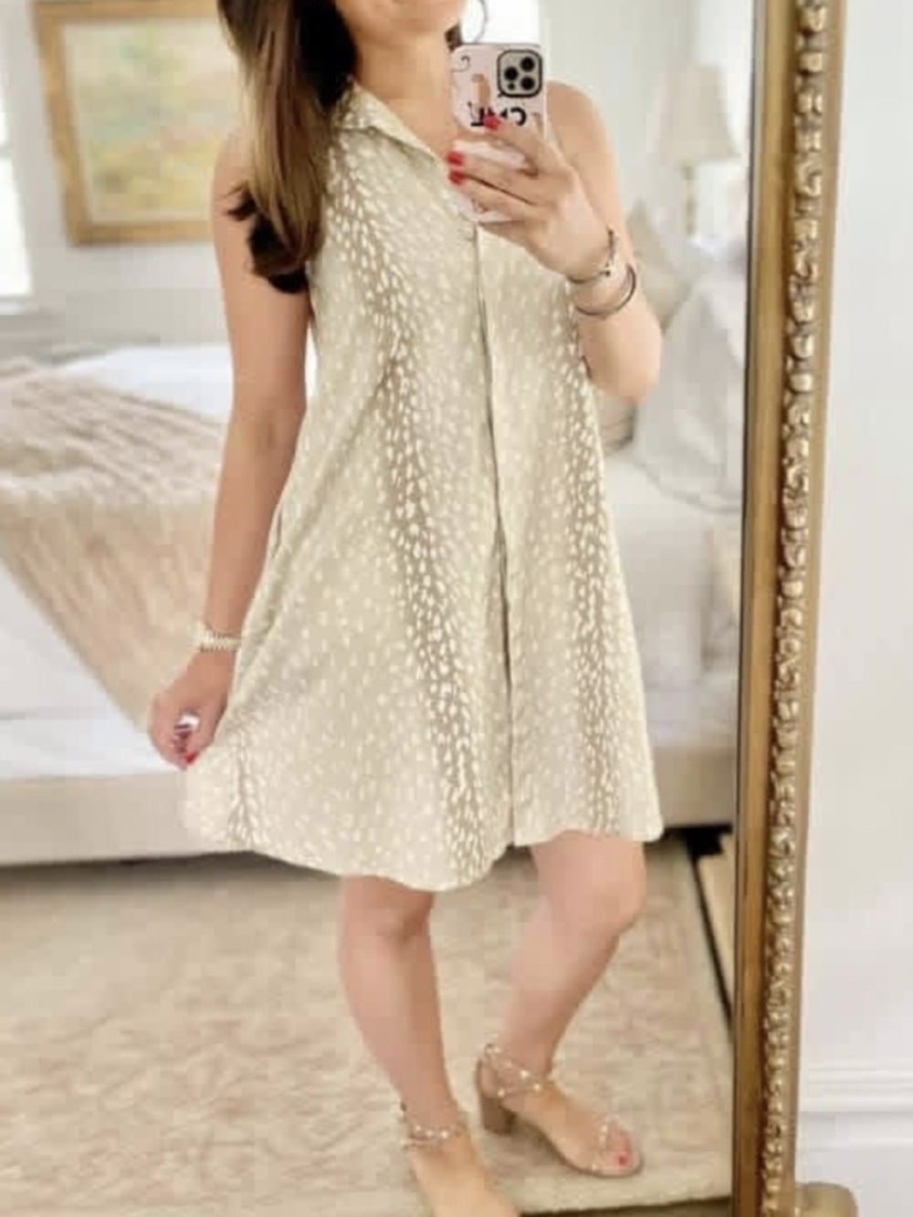 Tuckernuck Taupe Shift Dress with Cream Speckle - Picture 2 of 4